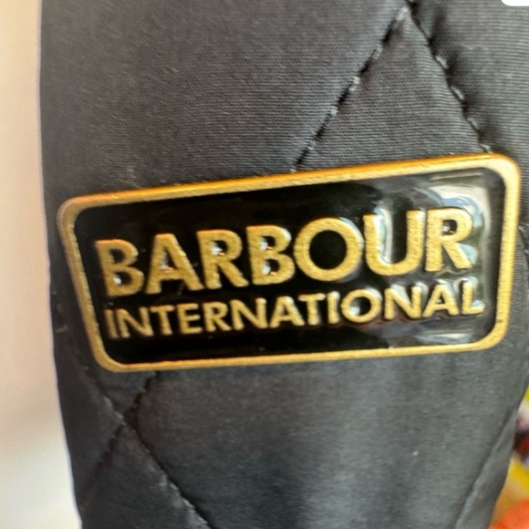 Barbour Dark Quilted Utility Jacket with Gold Accents - Picture 6 of 7